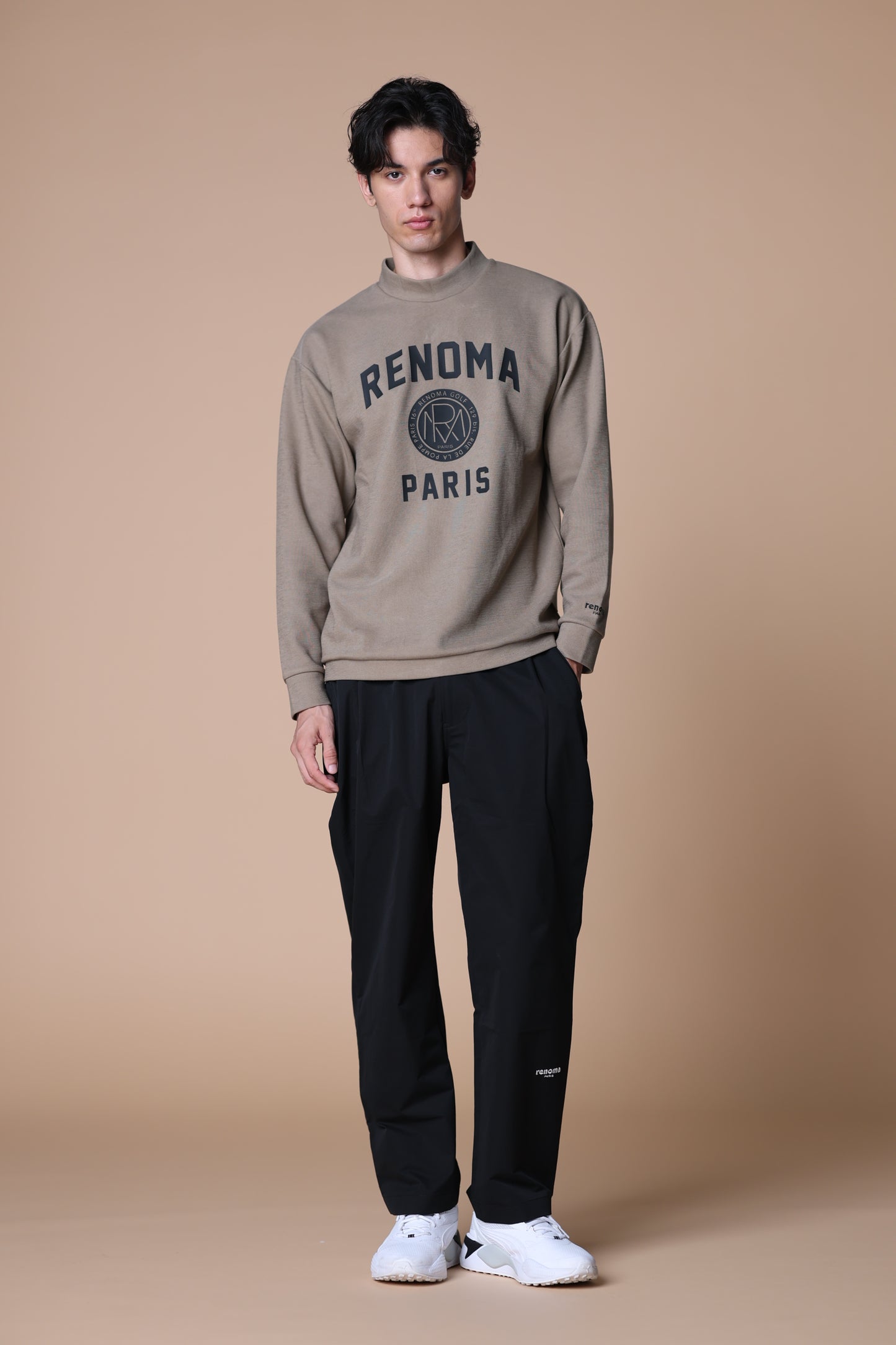 BASIC COLLEGE LOGO MOCK NECK T LS
