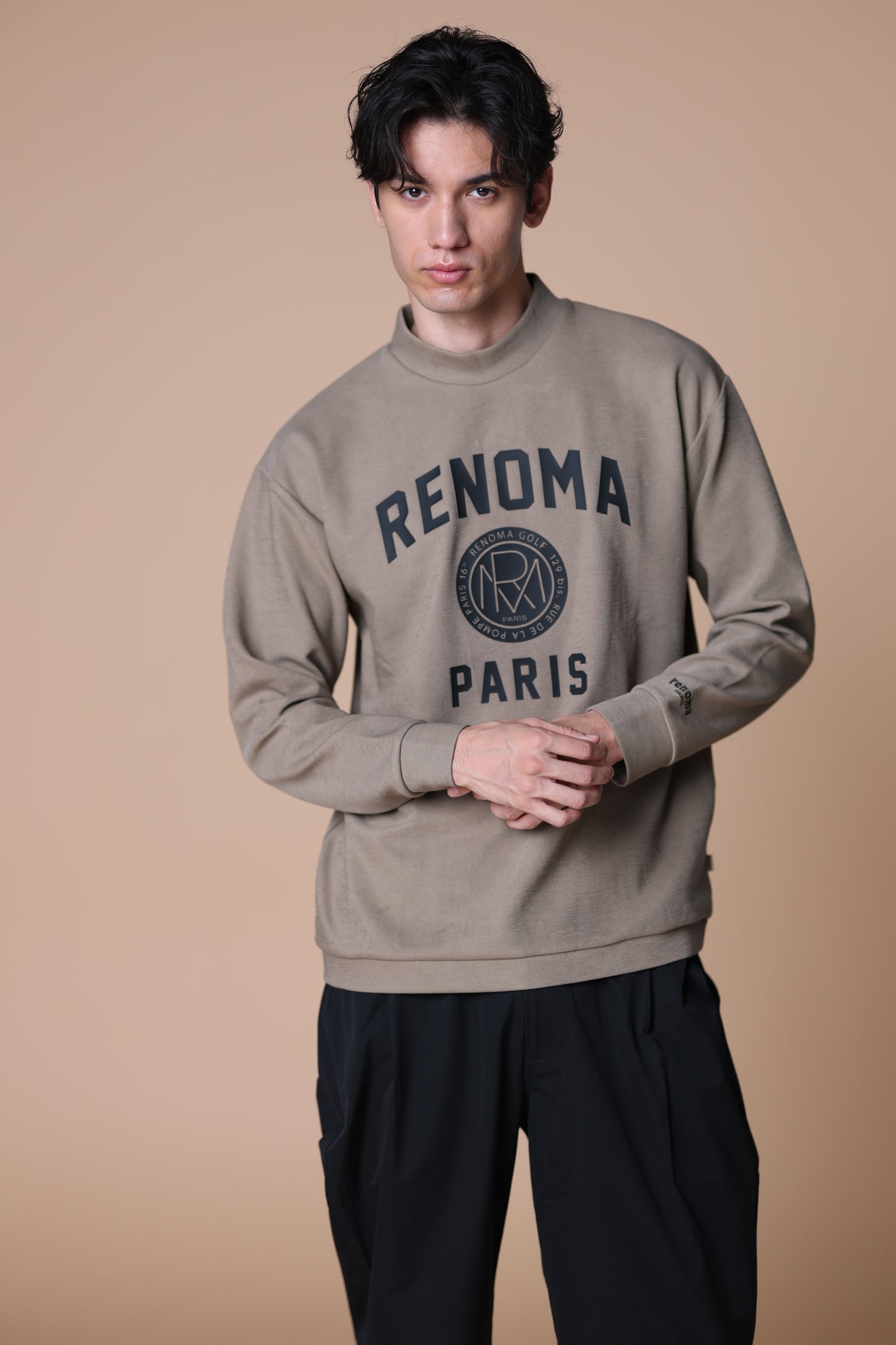 BASIC COLLEGE LOGO MOCK NECK T LS