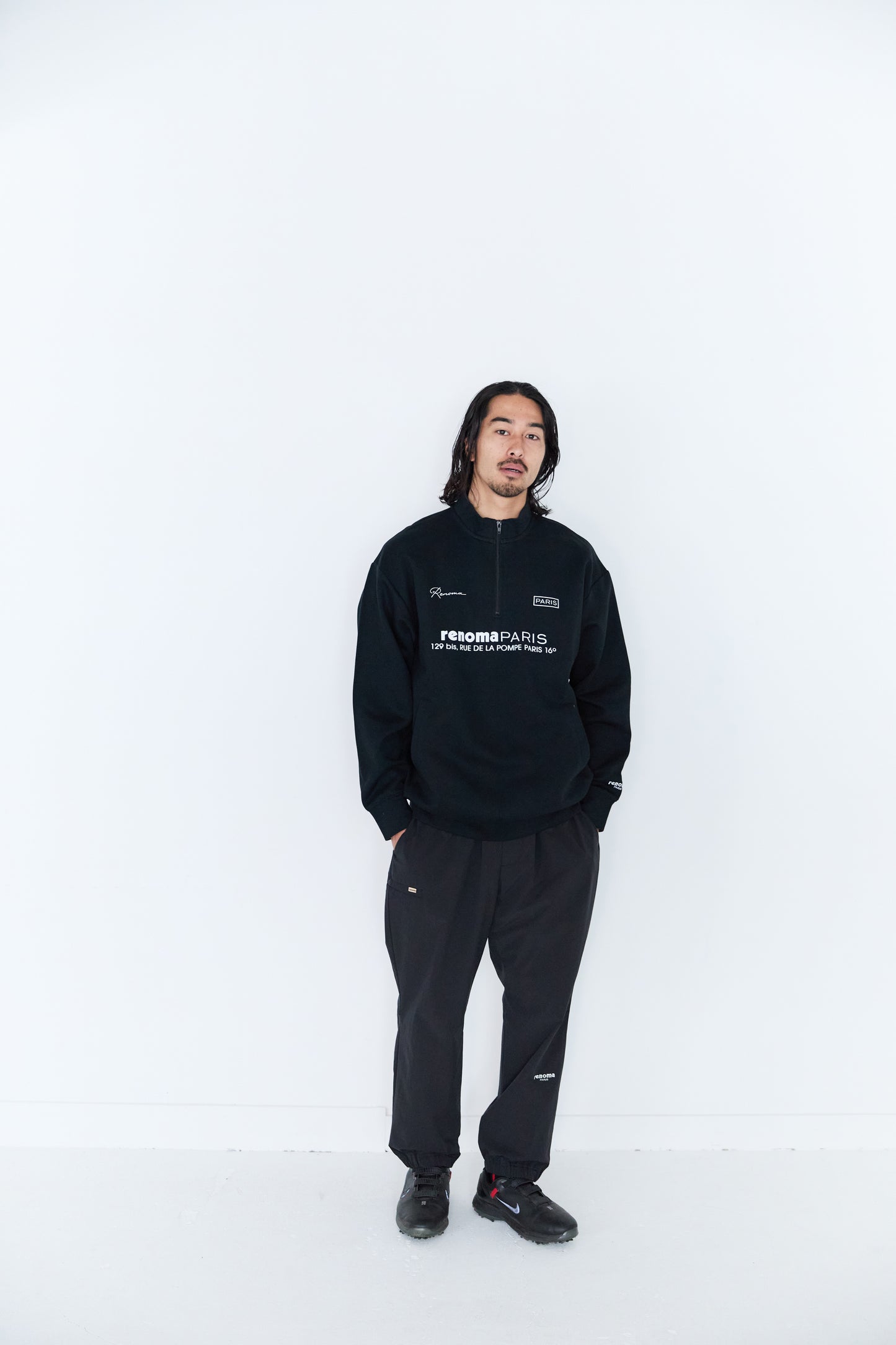 CVC DOUBLE HALF-ZIP MOCK NECK L/S