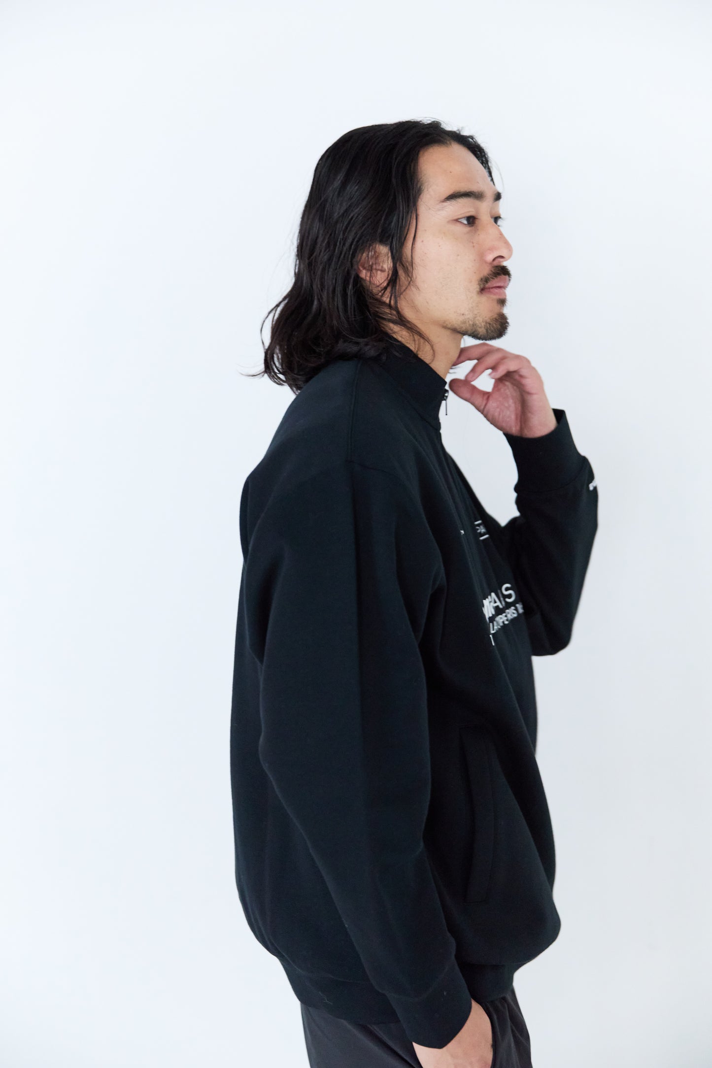 CVC DOUBLE HALF-ZIP MOCK NECK L/S