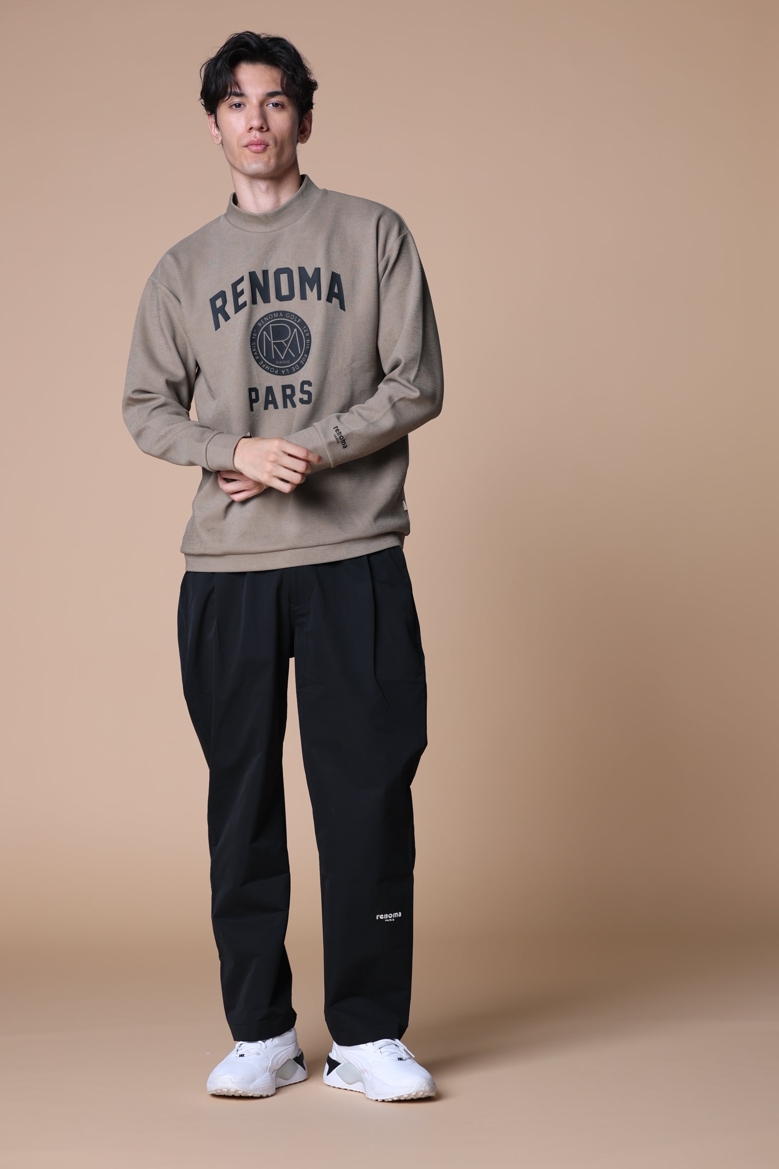 BASIC COLLEGE LOGO MOCK NECK T LS – renoma golf