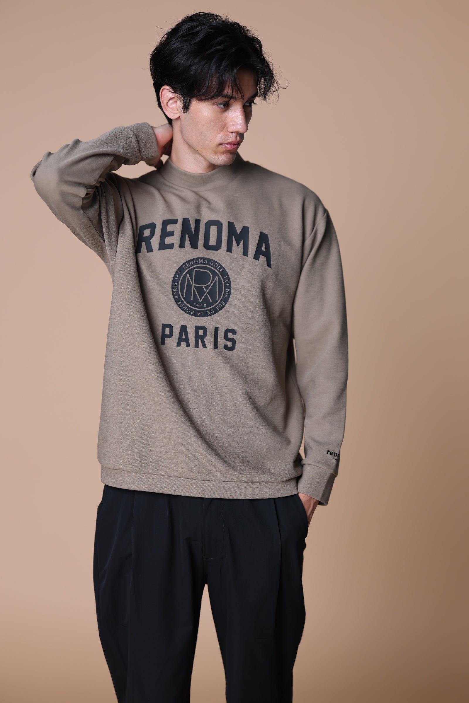 BASIC COLLEGE LOGO MOCK NECK T LS – renoma golf