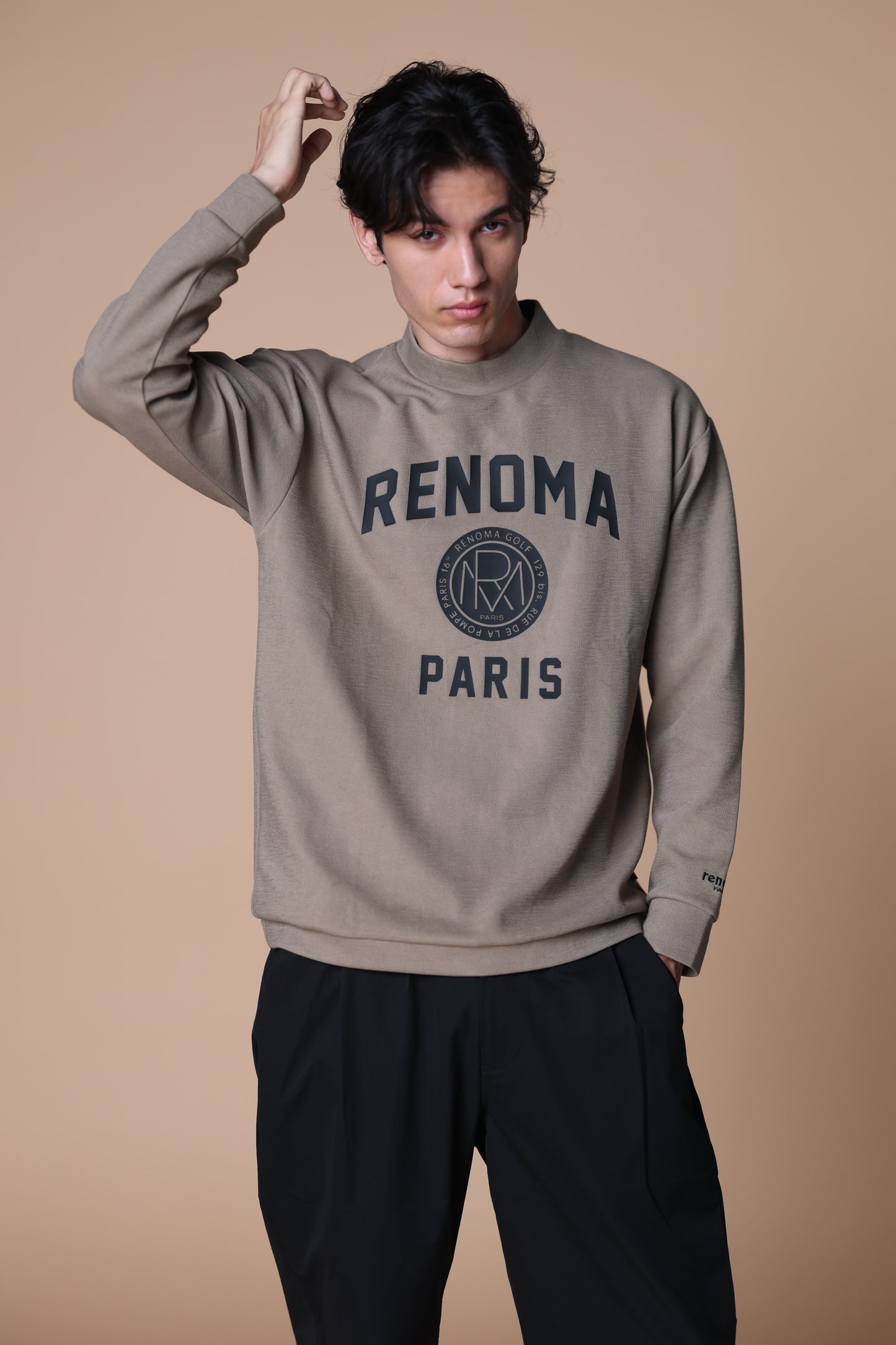 BASIC COLLEGE LOGO MOCK NECK T LS