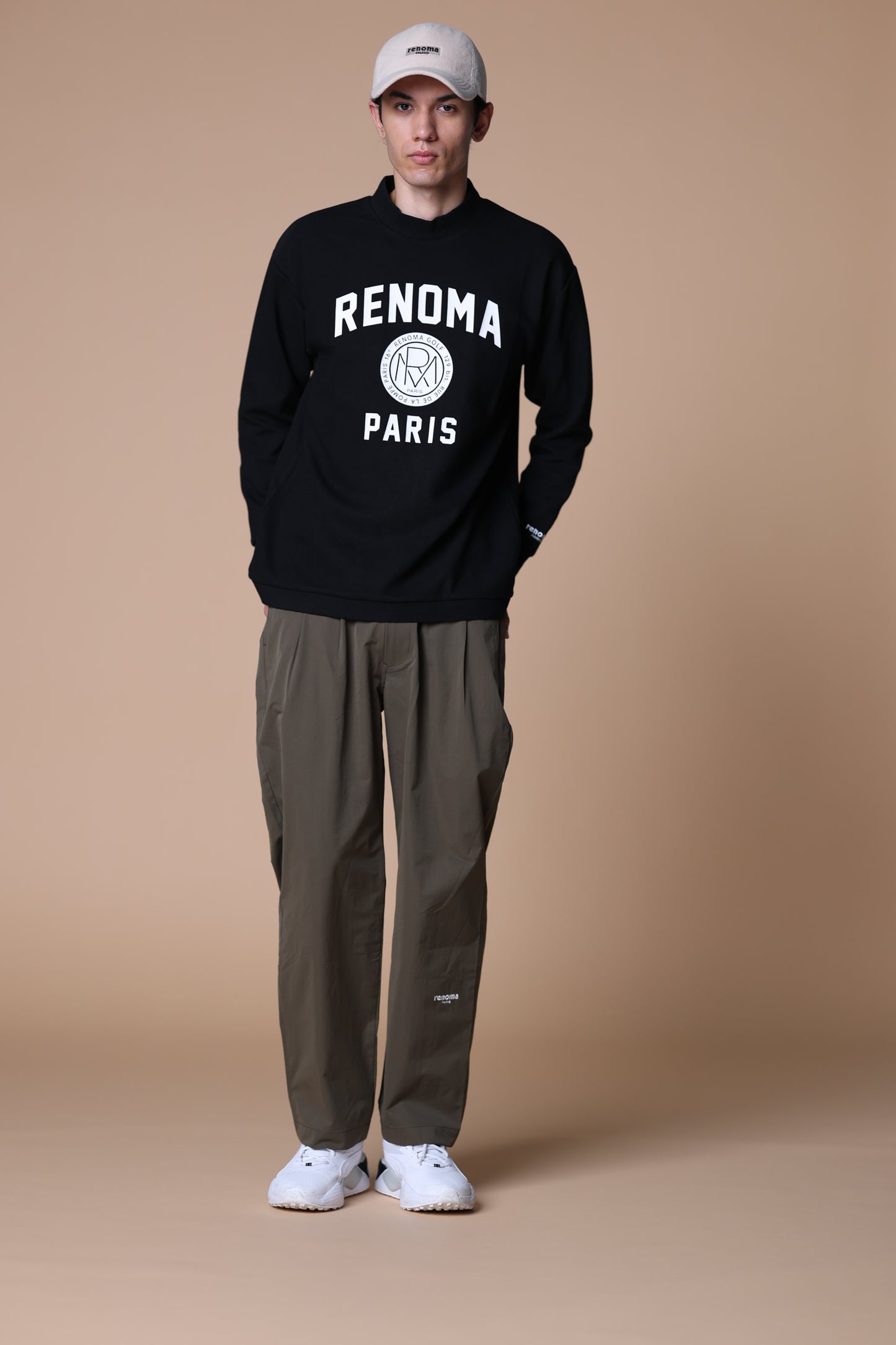 BASIC COLLEGE LOGO MOCK NECK T LS