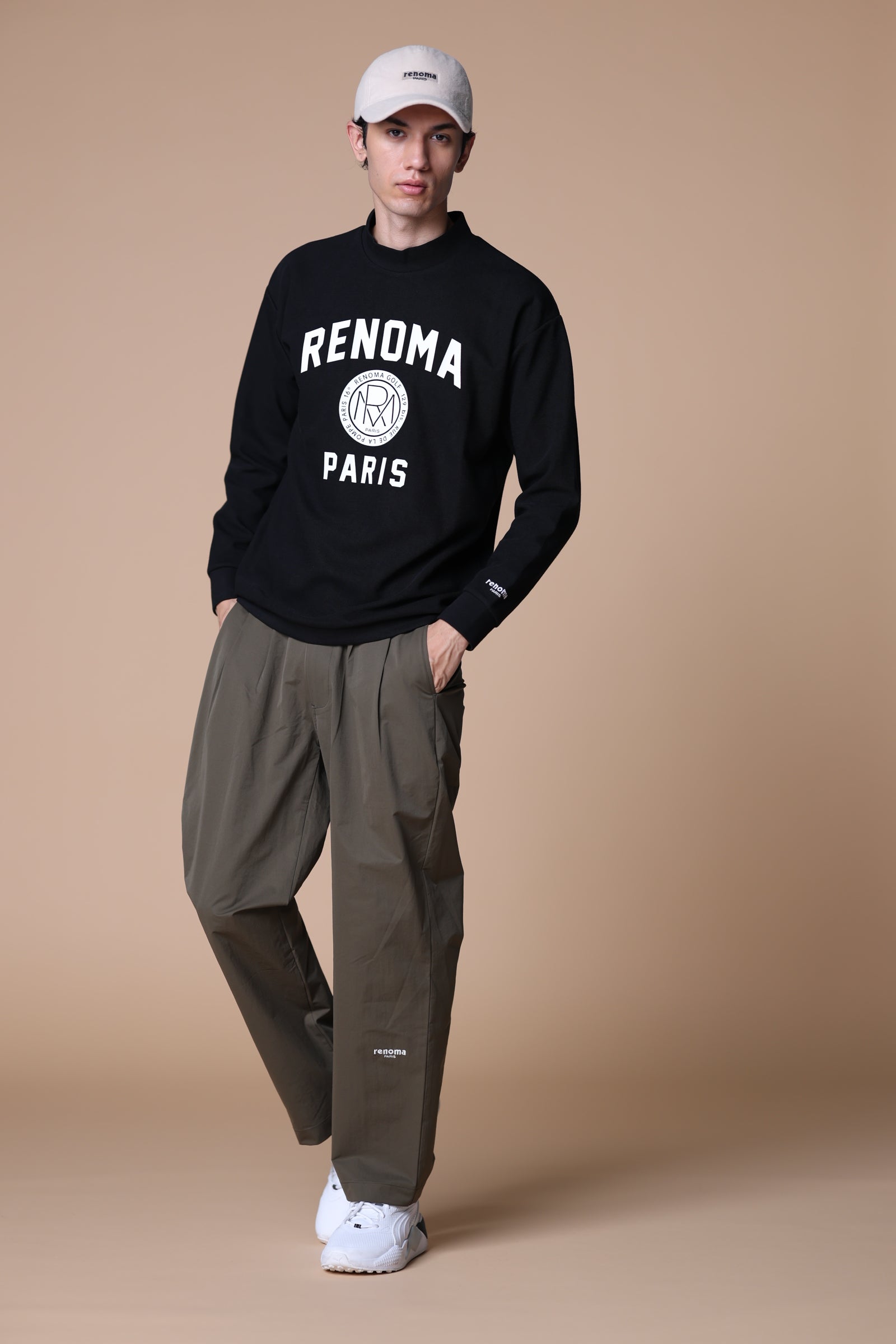 BASIC COLLEGE LOGO MOCK NECK T LS – renoma golf