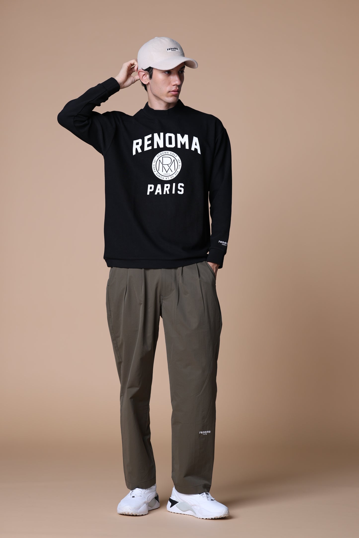 BASIC COLLEGE LOGO MOCK NECK T LS