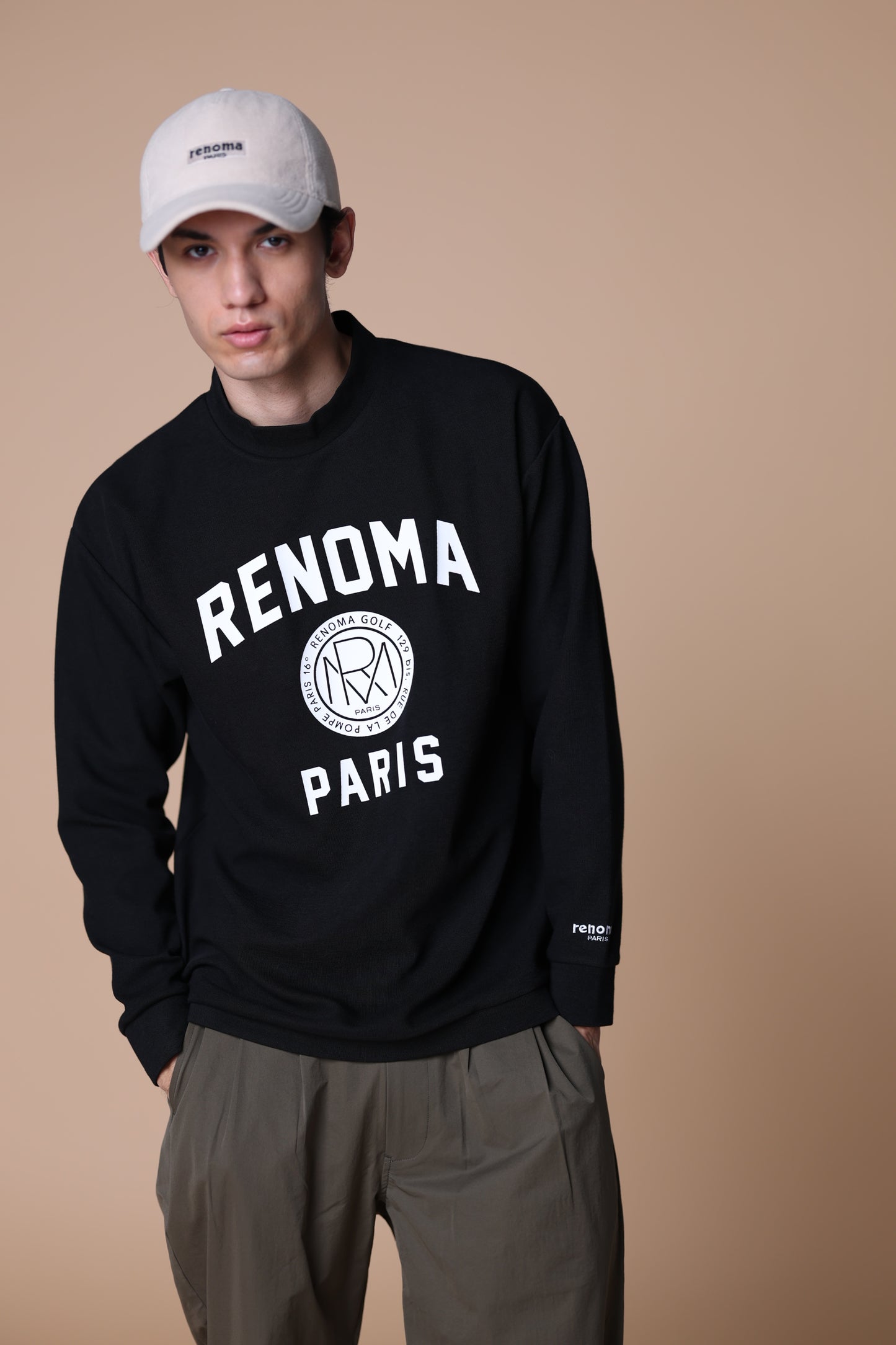 BASIC COLLEGE LOGO MOCK NECK T LS