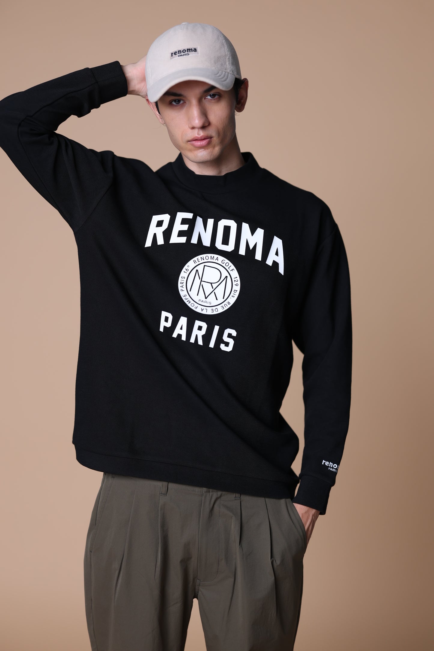 BASIC COLLEGE LOGO MOCK NECK T LS