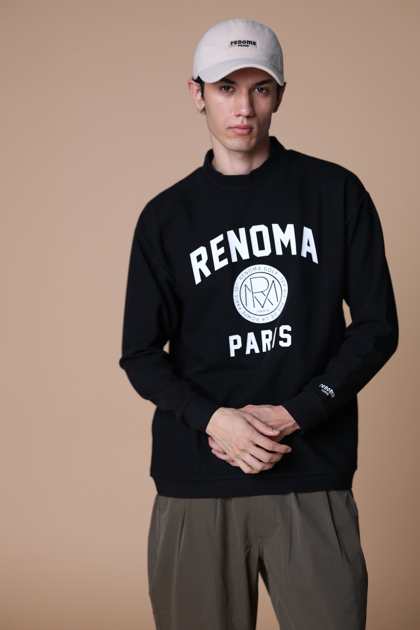 BASIC COLLEGE LOGO MOCK NECK T LS