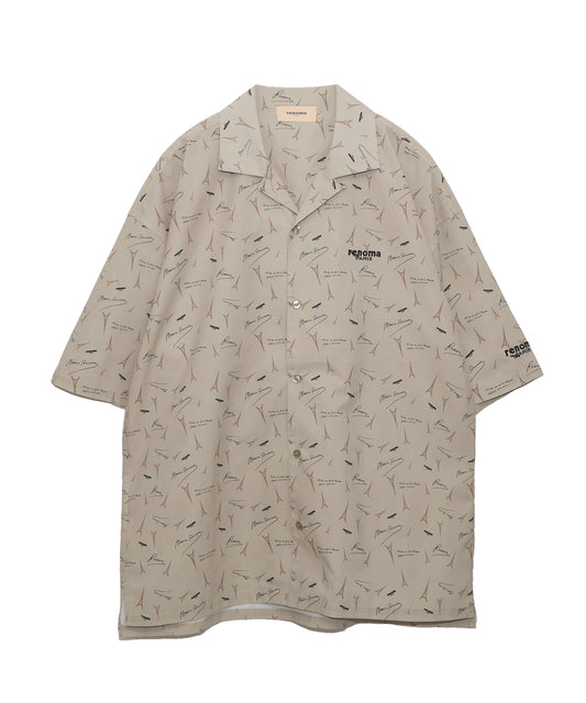 PARIS PRINT OPEN COLLAR SHIRT S/S